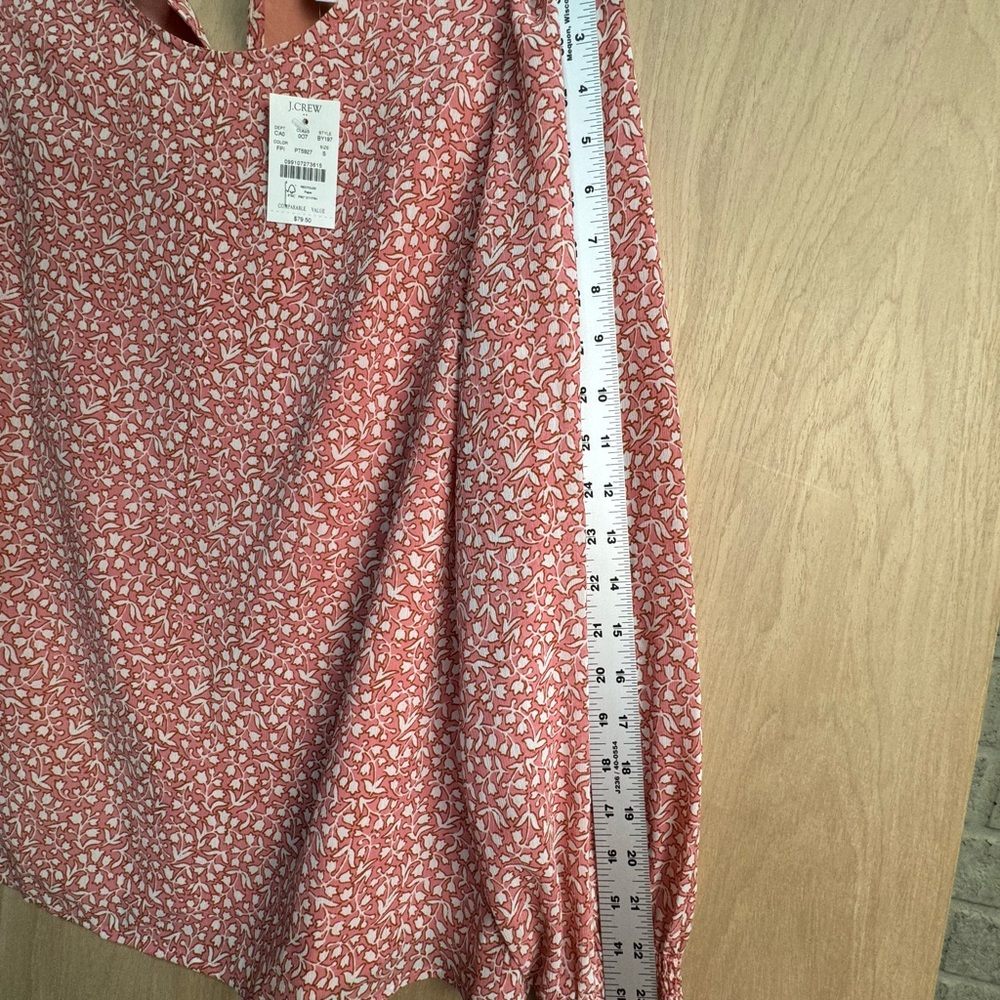 J.Crew Womens Floral Print Long Sleeve Blouse S Pink & White - Picture 8 of 12